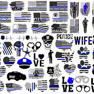 Special Bundle Police svg, back the blue svg, thin blue line svg, police officer svg, police wife svg, distressed flag - Cricut & Silhouette