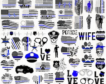 Thin Blue Line SVG Bundle, Police Officer Veteran Flag Design, Commercial Use, Digital Download