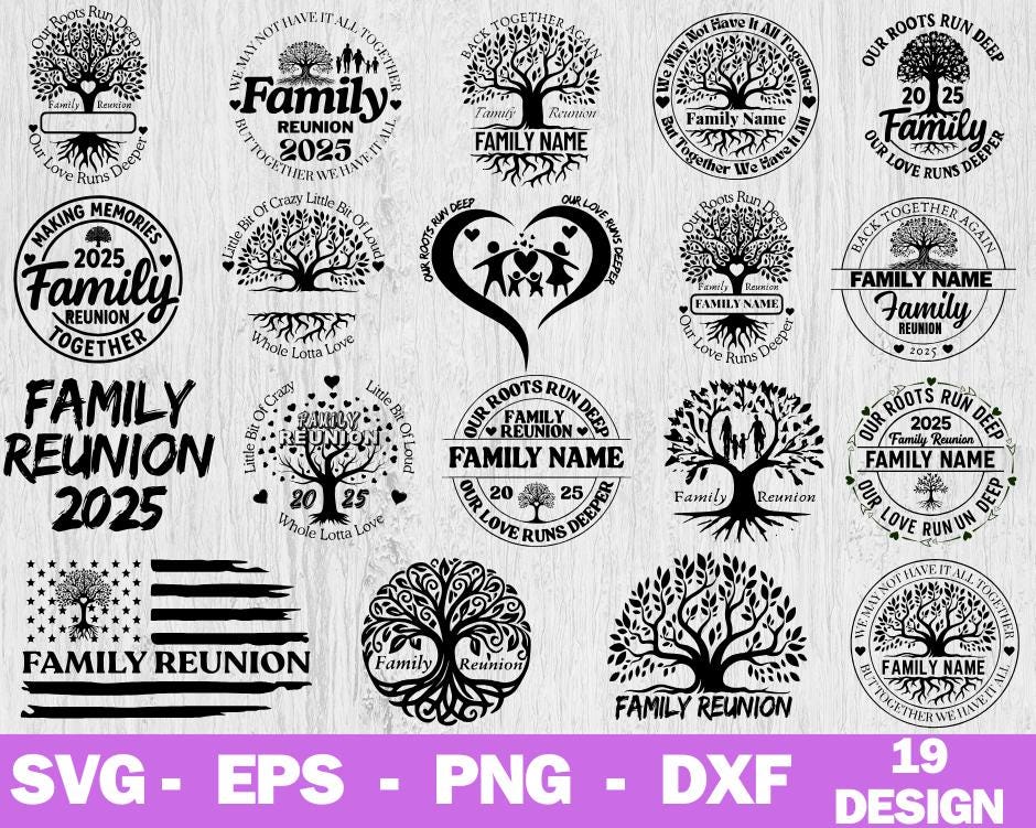 Family Reunion Tree SVG Bundle, DIY Shirts & Tumblers (digital Download ...