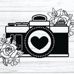 Floral Camera SVG, Photographer SVG, Photography SVG, Floral, Photo Taking svg, Photographer Shirt svg, Cut Files For Cricut, Silhouette
