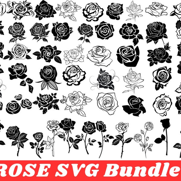 Paquete ROSE SVG, Paquete ROSES Svg, Paquete Rose Clipart, Archivos de corte Rose Svg para Cricut, Flores Svg