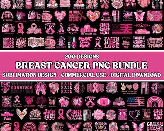 Breast Cancer PNG Bundle, Awareness, Pink Ribbon, Support Squad, October Wear Pink, Digital Download