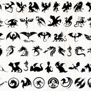 Ensemble Dragon SVG : couper des fichiers, des cliparts, des silhouettes (téléchargement numérique)