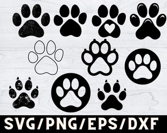 Dog Paw SVG Bundle, Footprint Silhouette, Cricut Designs, Vector Clipart, PNG, EPS, Digital Download