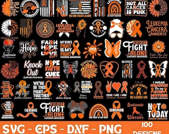 100+ Leukemia Awareness PNG Bundle – Orange Ribbon, Cancer Support, Shirt Designs, Digital Download