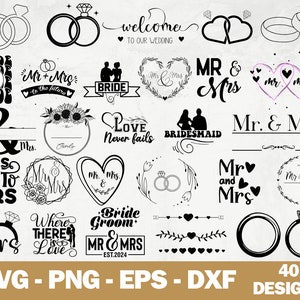 Mr and Mrs 2025 SVG Bundle, Mr and Mrs Split Monogram SVG, Hubby Wifey 2025 SVG, Marriage svg, wedding svg Bundle,Bride Groom svg png Cricut