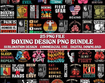 Boxing Design PNG-bundel, shirtontwerpen, clipart (digitale download)