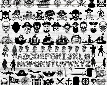 Pirate SVG Bundle: Skull, Ship, Flag Clipart (Digital Download)