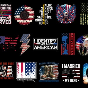 15 Patriotic Veteran Bundle Png Sublimation Design، Military Pack PNG، Veteran USA Military Design، Veteran Day Png، 14th of July Army Png