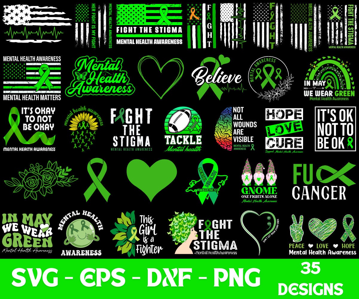 Mental Health Awareness svg Svg Png Bundle, Mental Illness Support Svg Cricut File Sublimation Design