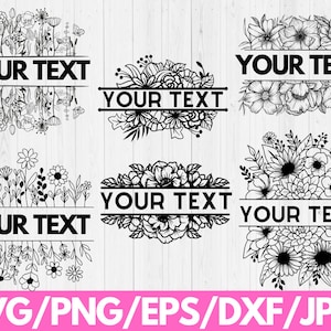 Floral border svg Bundle, flower border svg, floral frame svg, split monogram svg, floral monogram svg wildflower svg, floral svg