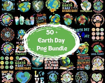 Earth Day PNG-Bundle: Umweltfreundliche Designs (Instant Download)