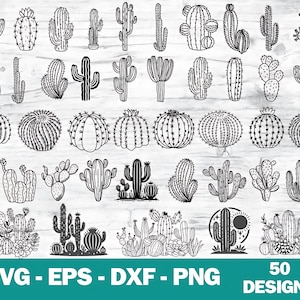 Cactus Collection SVG, Cacti Clipart Bundle, Succulent Flower Plant Silhouette, Desert Cute Design, Digital Download, Cricut File Svg