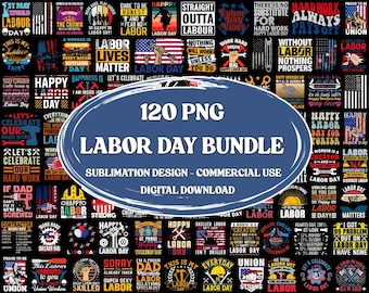 120+ Labor Day PNG Bundle, Patriotic USA Designs, Retro Sublimation, Digital Download