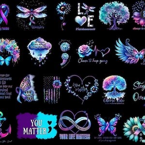 Bundle 25 Suicide Awareness Png, Prevention Suicide Awareness Png, Ribbon Suicide Depression Png