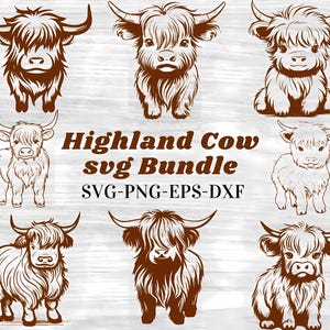 Cute Highland Cow Svg Bundle, Baby Cow Svg, Cow Png, Floral Cute Cow Svg, Svg Files For Cricut, Clipart, Cut Files, Png, Svg, Dxf, Pdf, Eps