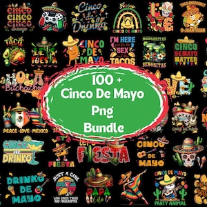 100 Cinco De Mayo Png Bundle, Mexican Party Png, Let&#39;s Fiesta Png, Mexico Tequila Png, Tacos Png, Nachos Hat, Sublimation Design Download