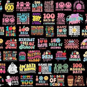 Pacchetto SVG retrò 100 giorni di scuola, Pacchetto SVG retrò 100 giorni, Pacchetto SVG scuola, 100 giorni di scuola SVG, Buon 100 giorni, Ritorno a scuola SVG