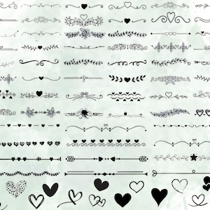 Heart Text Dividers SVG Bundle | Wedding Dividers | Heart Border & Wreath SVG | Doodle Heart Clipart for Cricut and Silhouette