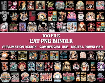 Cat Design PNG Bundle, Funny Cat Dad, Sublimation Designs (Digital File)