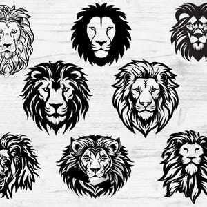 Lion Face Svg Bundle | Cut File for Cricut | Lion Silhouette | Laser Cut File | Sublimation Png | Svg | Lion Clipart | Lion Vector | Dxf