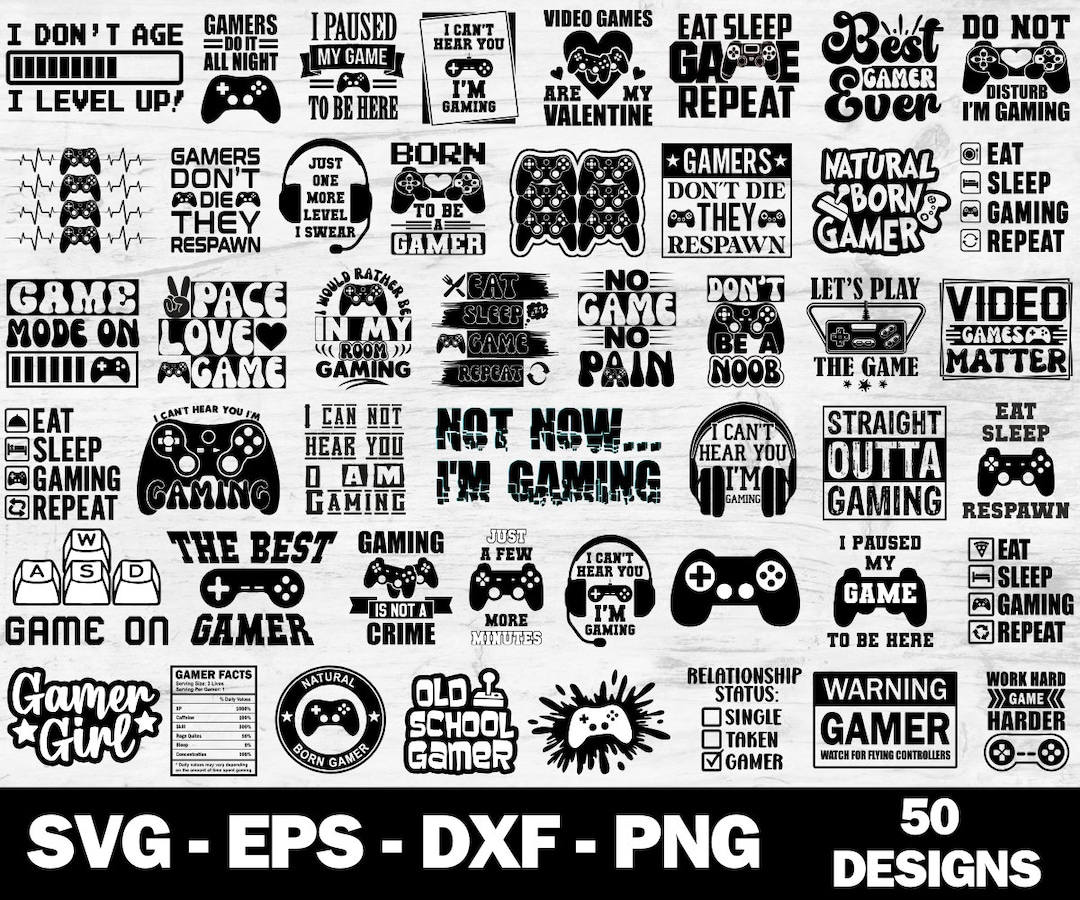 Gamer SVG Bundle: Video Game Graphics (50 Designs) (digital Download ...