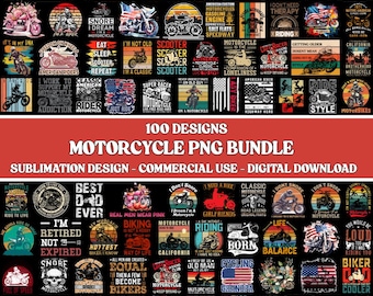Paquete de más de 100 imágenes PNG de motocicletas clásicas: arte motero, calavera de motorista, ¡A rodar! (Descarga digital)
