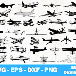 Airplane SVG Bundle: Biplane & War Plane Clipart (Digital Files)