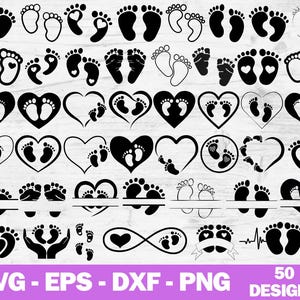 Footprints SVG Bundle, Foot Prints Png Bundle, Baby Feet SVG, Baby Footprint Svg, Feet svg, Baby Birthday Clipart, Cut Files for Cricut