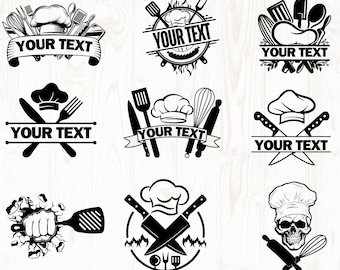 Chef Logo SVG Bundle, Kitchen Tools, Chef Hat (Digital Download)