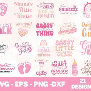 Retro Little Girl SVG Bundle: Baby Girl Quotes, Cricut Cut Files (Digital Download)