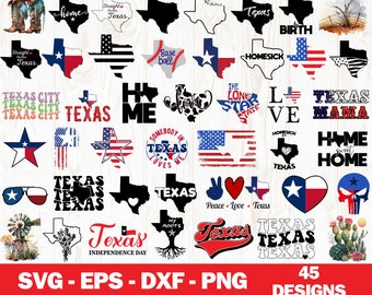 Texas SVG Bundle, Hand Drawn, Texas Outline, Map Cities, Lone Star State, Cricut Silhouette
