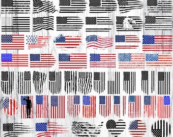 Distressed American Flag SVG Bundle: Patriotic USA Graphics (Digital Download)