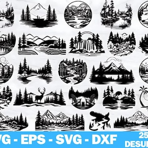 River Landscape SVG Bundle: Forest, Mountain, Wildlife (Digital Files)