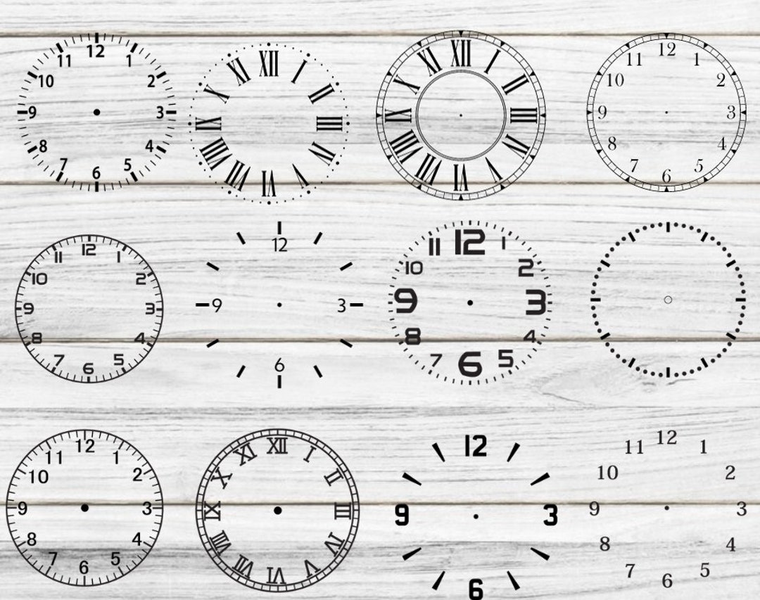 Clock Rang Element Drawing Clock Face SVG Bundle, Roman Numerals, Numbers, Template, Clipart ...