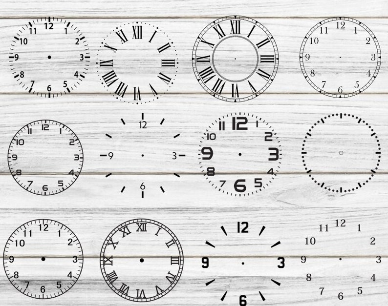 CLOCK FACE SVG Bundle, Clock Face Clipart, Clock Face Svg for Cricut