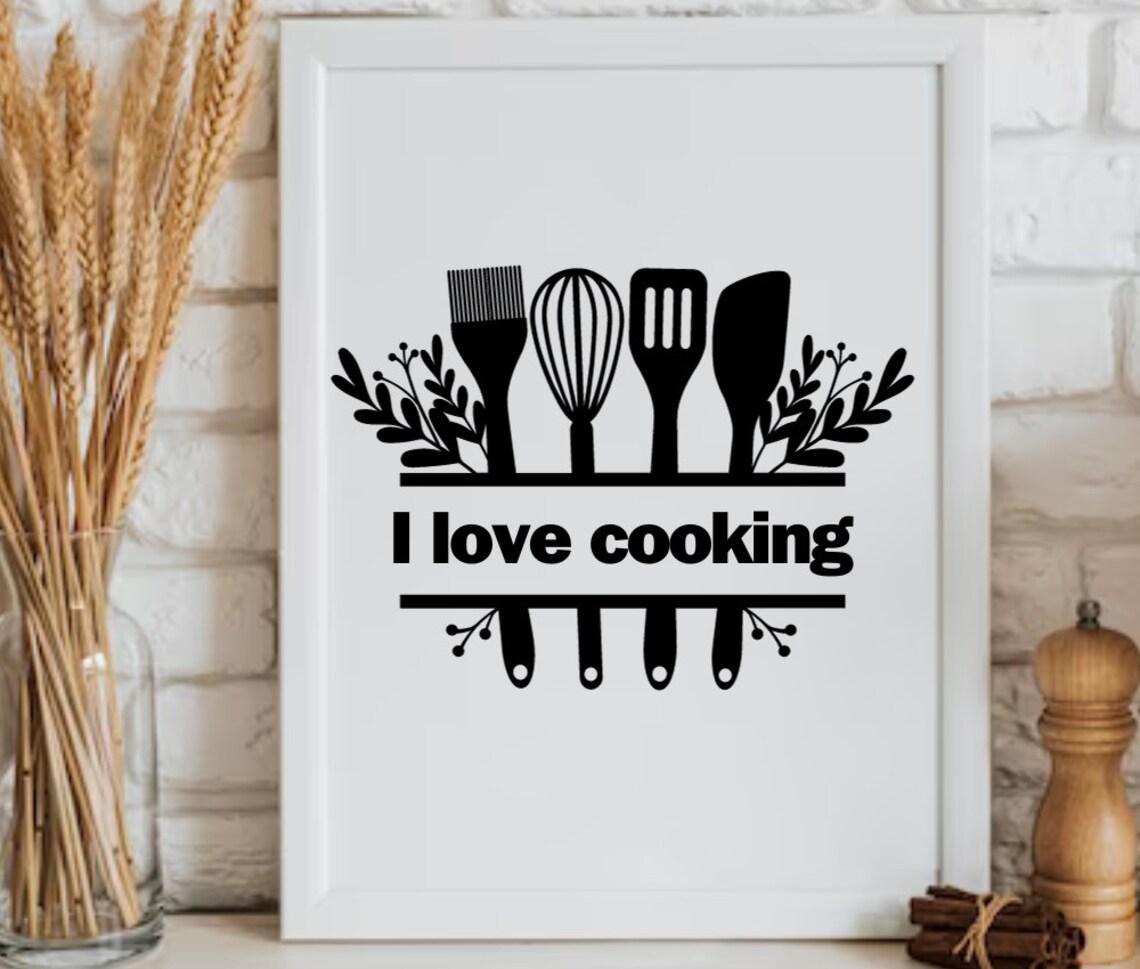 Kitchen Utensils Split Monogram SVG, Kitchen Svg, Cooking Svg, Utensils