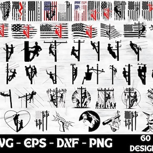 Lineman Electrician SVG, Power Pole svg, Lineman svg, Electrician svg, Instant Download, Cut Files, Cricut, Silhouette, Png, Svg, Eps, Dxf