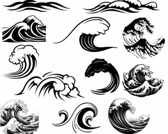 Ocean Wave SVG-paket: Cricut- och Silhouette-klippfiler