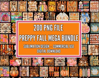 Preppy Pumpkin Patch PNG Bundle: Striped Fall Designs, Autumn Vibes Png, (Digital Download)