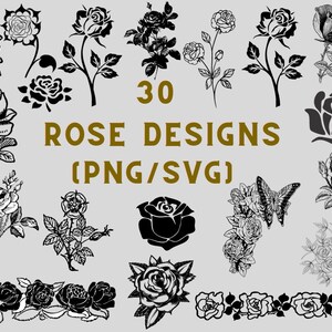 30 Rose Svg Designs | Rose Svg | Rose Bundle | Floral Svg Bundle | Geometric Rose Svg | Rose Tattoo Svg | Floral Geometric Svg | Cricut svg