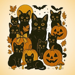 Black Cat Pumpkin Png, Ghots Cat Png, Retro halloween Png, Gothic Png, Black Cat Png, Fall Png, Halloween Cat Mama Shirt, Autumn Png