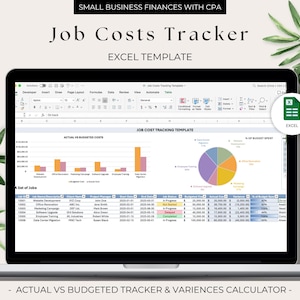 Project Costs Tracker, Job Costing Excel Template, Budget vs Actual Comparison, Cost Breakdown by Job, Project Management Spreadsheet