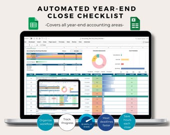 Accounting Year End Close Checklist Excel Template Bookkeeping CPA Audit Preparation Tracker Digital Download