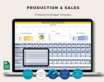 Production and Sales Budget Planner Excel Template Financial Forecast Dashboard Business Planning Digital Download
