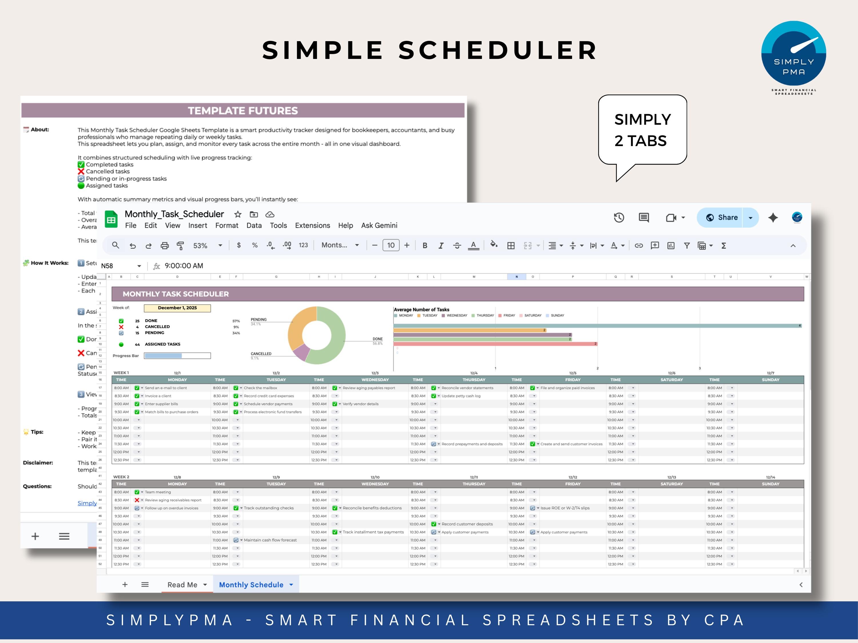 Monthly Task Scheduler: Google Sheets Calendar (digital Download) - Etsy