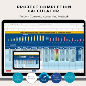 Project Completion Revenue Calculator Excel Template Accounting Dashboard Financial Reporting Digital Download
