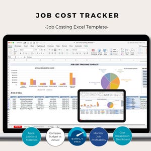 Job Costing Excel Template Bookkeeping Project Cost Tracker Construction Accounting Spreadsheet Digital Download