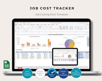Job Costing Excel Template Bookkeeping Project Cost Tracker Construction Accounting Spreadsheet Digital Download
