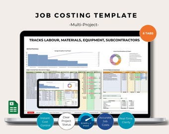 Job Costing Excel Template: Project Tracker, Budget vs Actual (Digital Download)